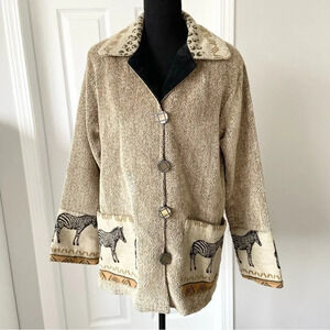 Vintage Villa Factory Western Zebra Print Woven Tapestry Jacket